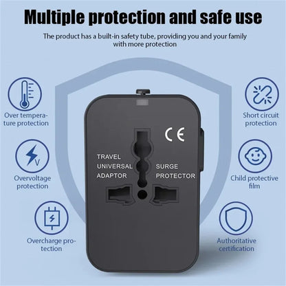 Universal Travel AC Power Adapter with Dual USB Ports EU US UK AU Outlet Converter Socket Plug Global Conversion Charger