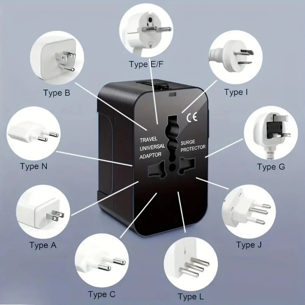 Universal Travel AC Power Adapter with Dual USB Ports EU US UK AU Outlet Converter Socket Plug Global Conversion Charger