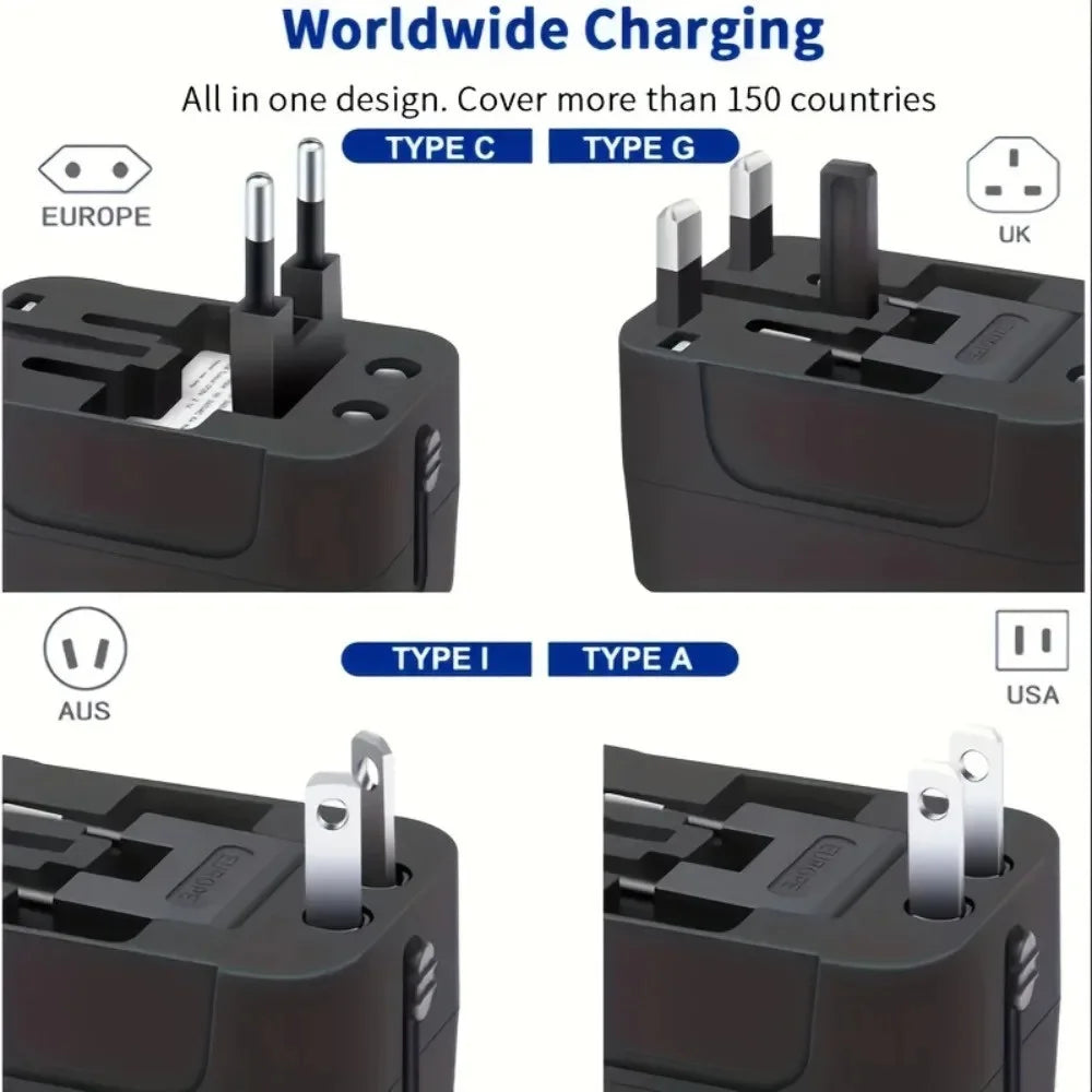 Universal Travel AC Power Adapter with Dual USB Ports EU US UK AU Outlet Converter Socket Plug Global Conversion Charger