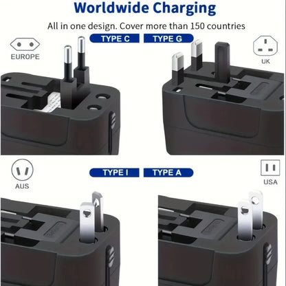 Universal Travel AC Power Adapter with Dual USB Ports EU US UK AU Outlet Converter Socket Plug Global Conversion Charger