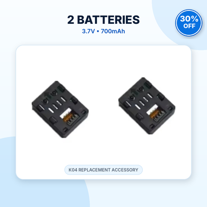 Two 3.7V 700mAh batteries for the K04 mini drone