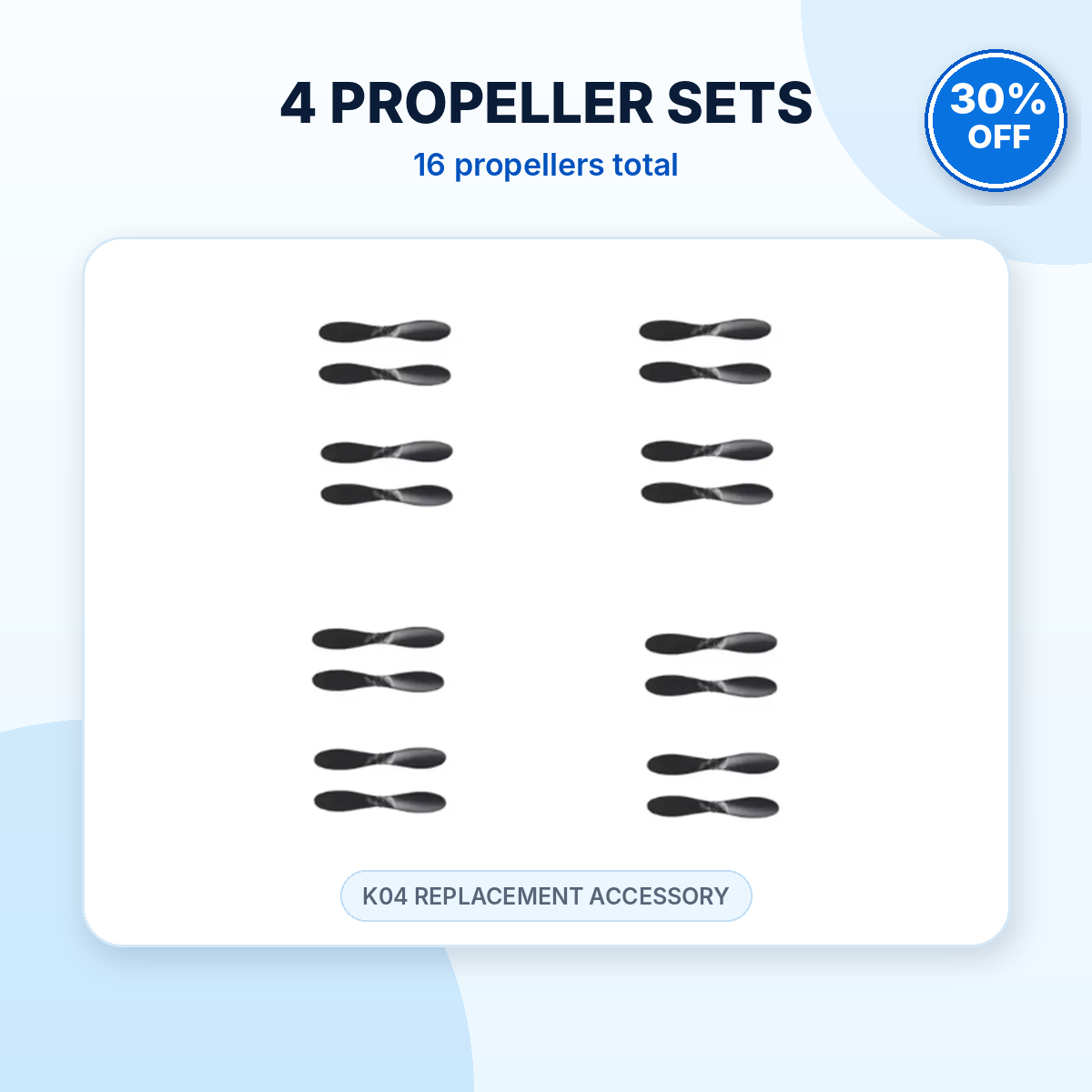 Four K04 propeller sets with sixteen replacement propellers