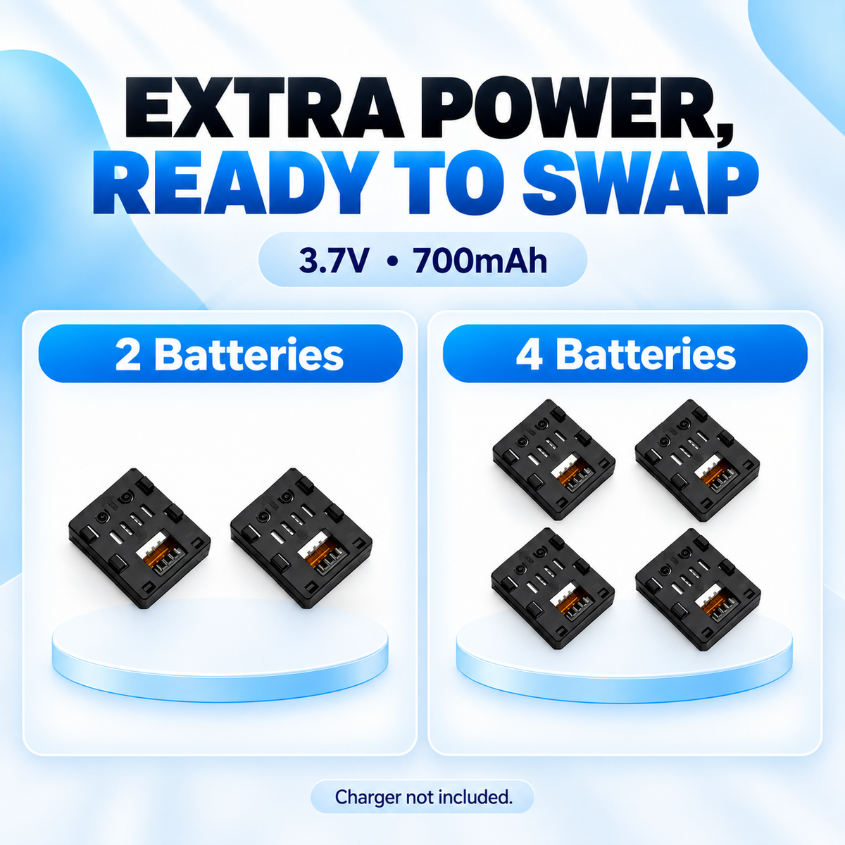 Two-battery and four-battery K04 spare pack comparison