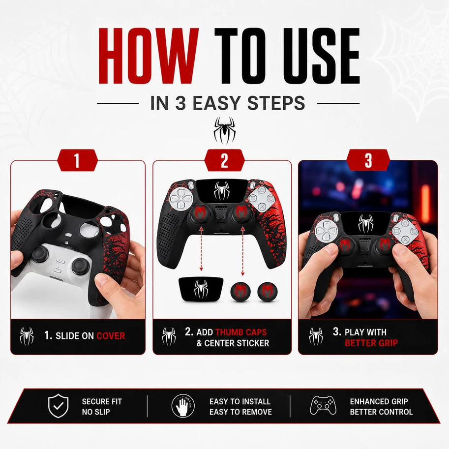 Slip-Proof Protective PS5 Spider Skin